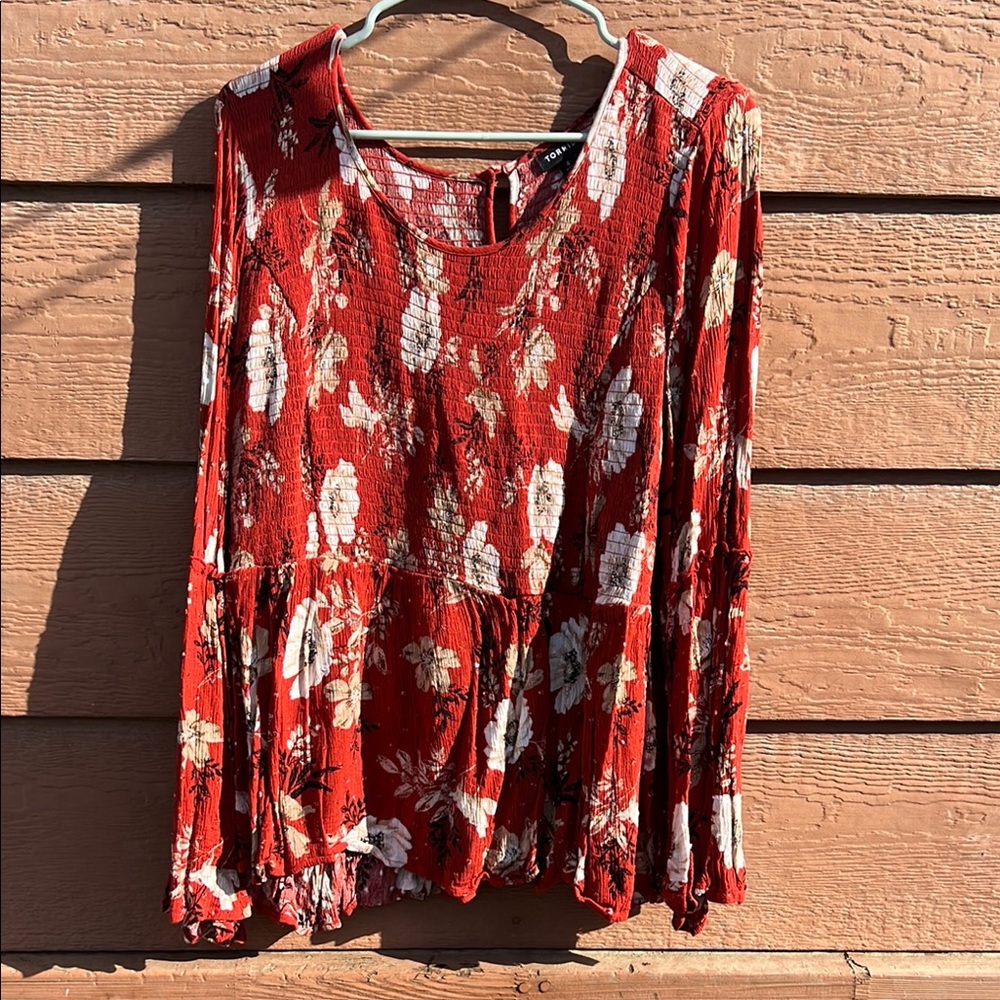 Floral Red Women's Top